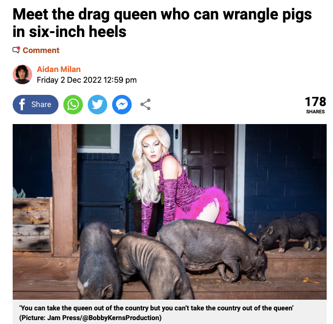 HOM Designer: Meet the drag queen who can wrangle pigs in six-inch heels