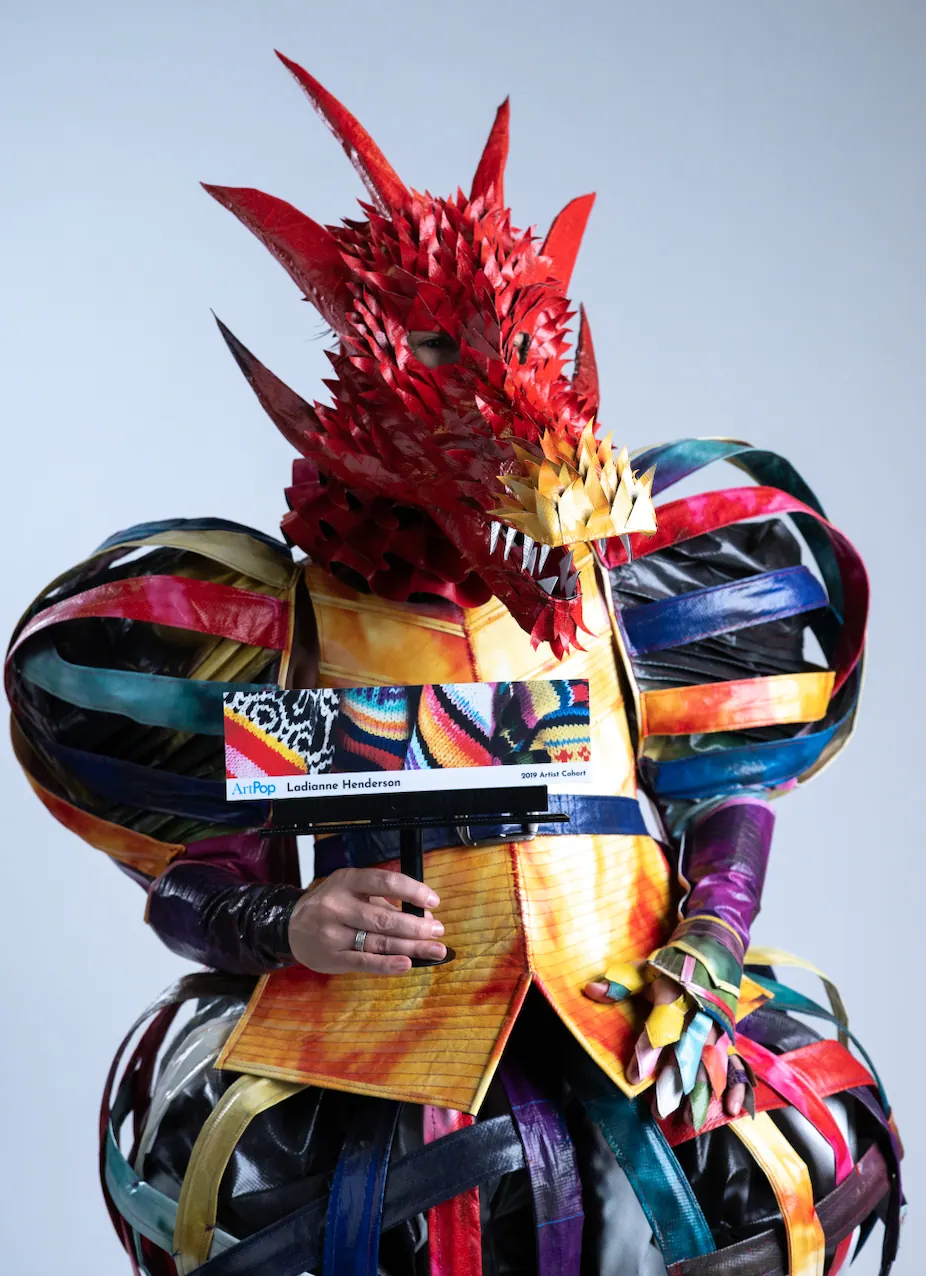 Dragon Warrior holding small sample billboard