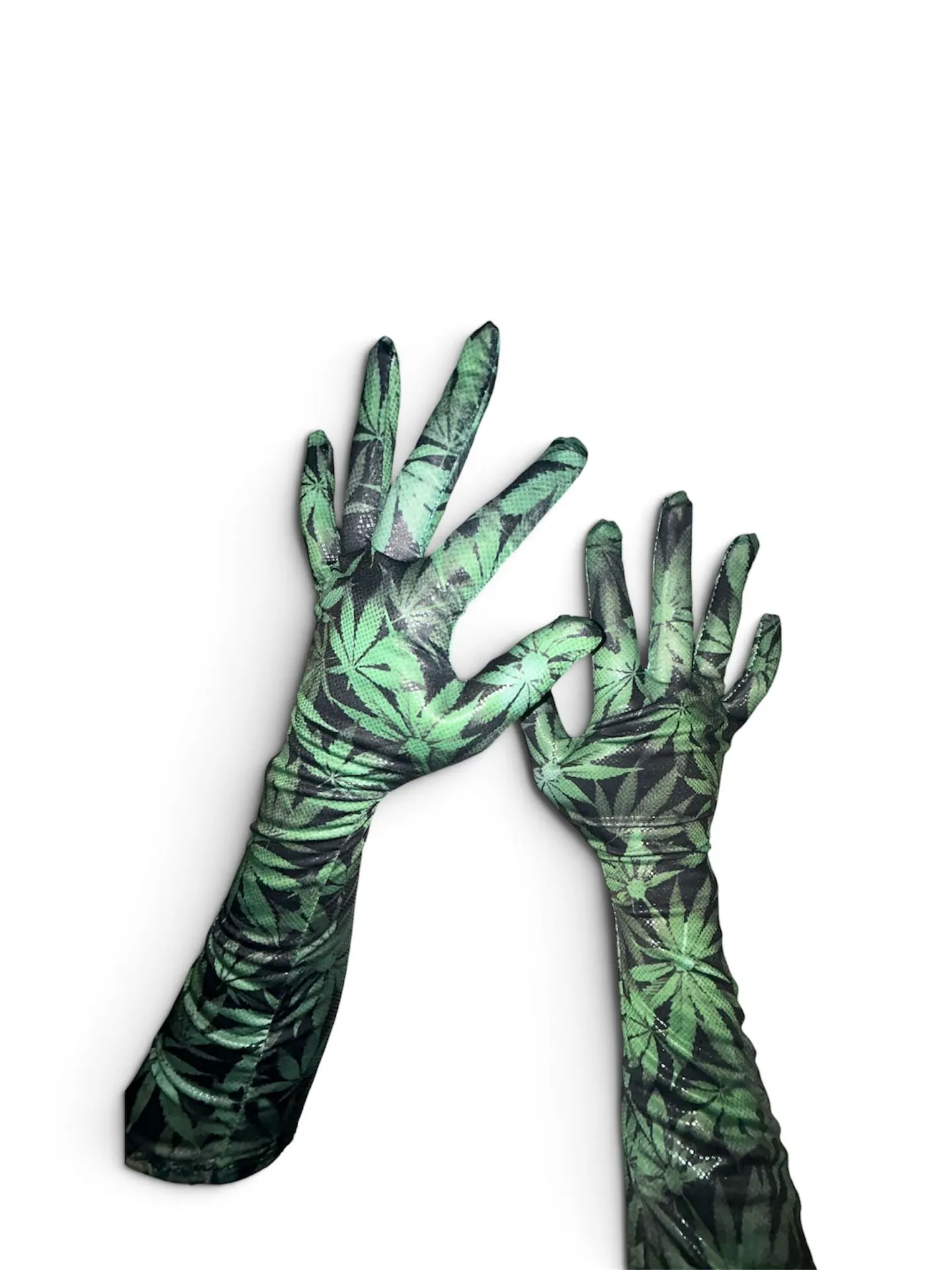 Gloves with green leaves